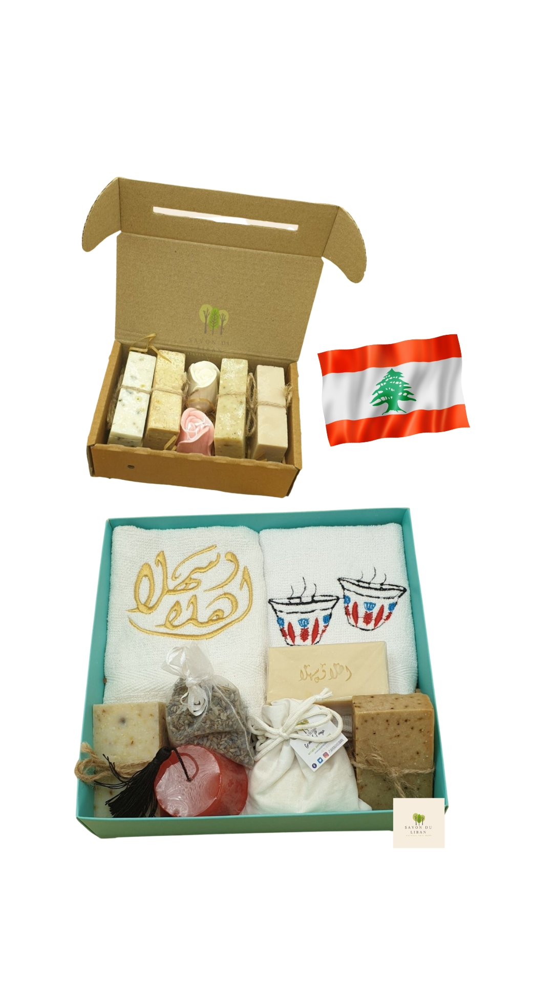 Handmade Lebanese Soap Gift Sets - Gift Sets with Towels and Natural Soaps - Luxurious Lebanese Gift Boxes