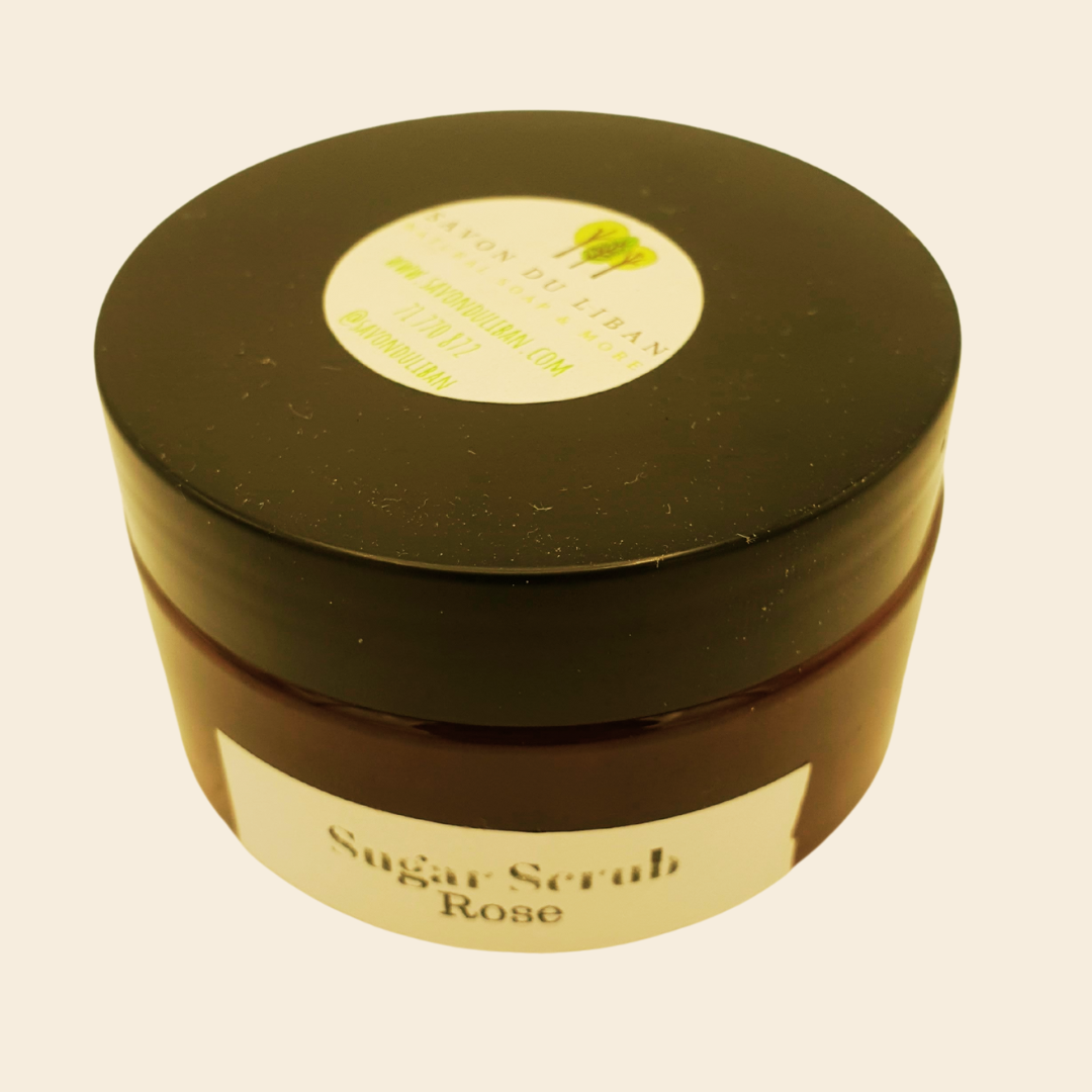 Rose Sugar Scrub Jar - 100 grams Handmade in Lebanon - Skin Exfoliation.