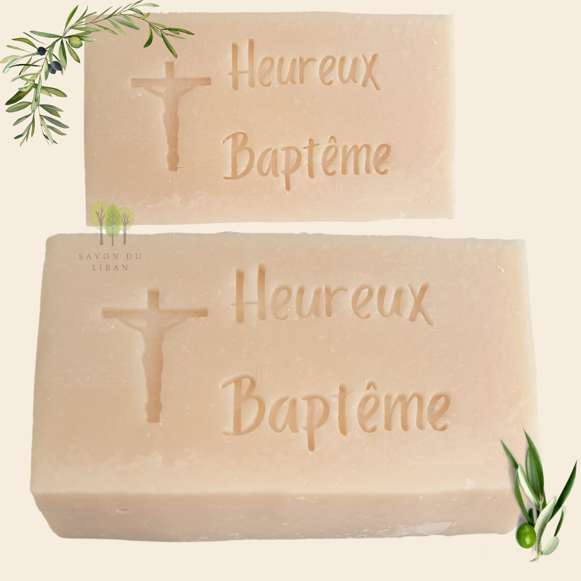 Savon du Liban Baptism Stamped Natural Soap: Heureux Bapteme