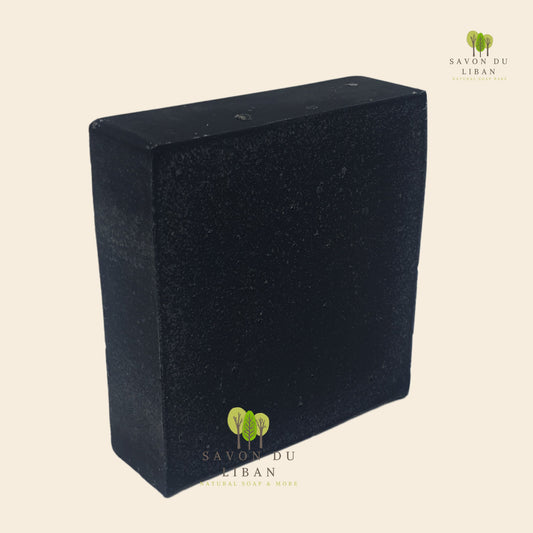 Nature's Noir Charcoal Soap Bar by Savon Du Liban, handmade with bamboo charcoal and green tea