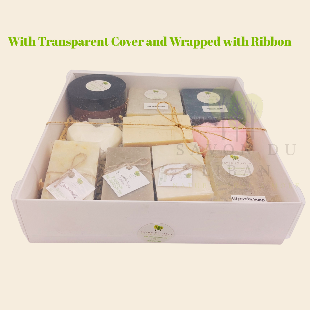 Radiance Unveiled spa gift box with soaps, scrubs, and heart soaps – perfect as get well soon gift.