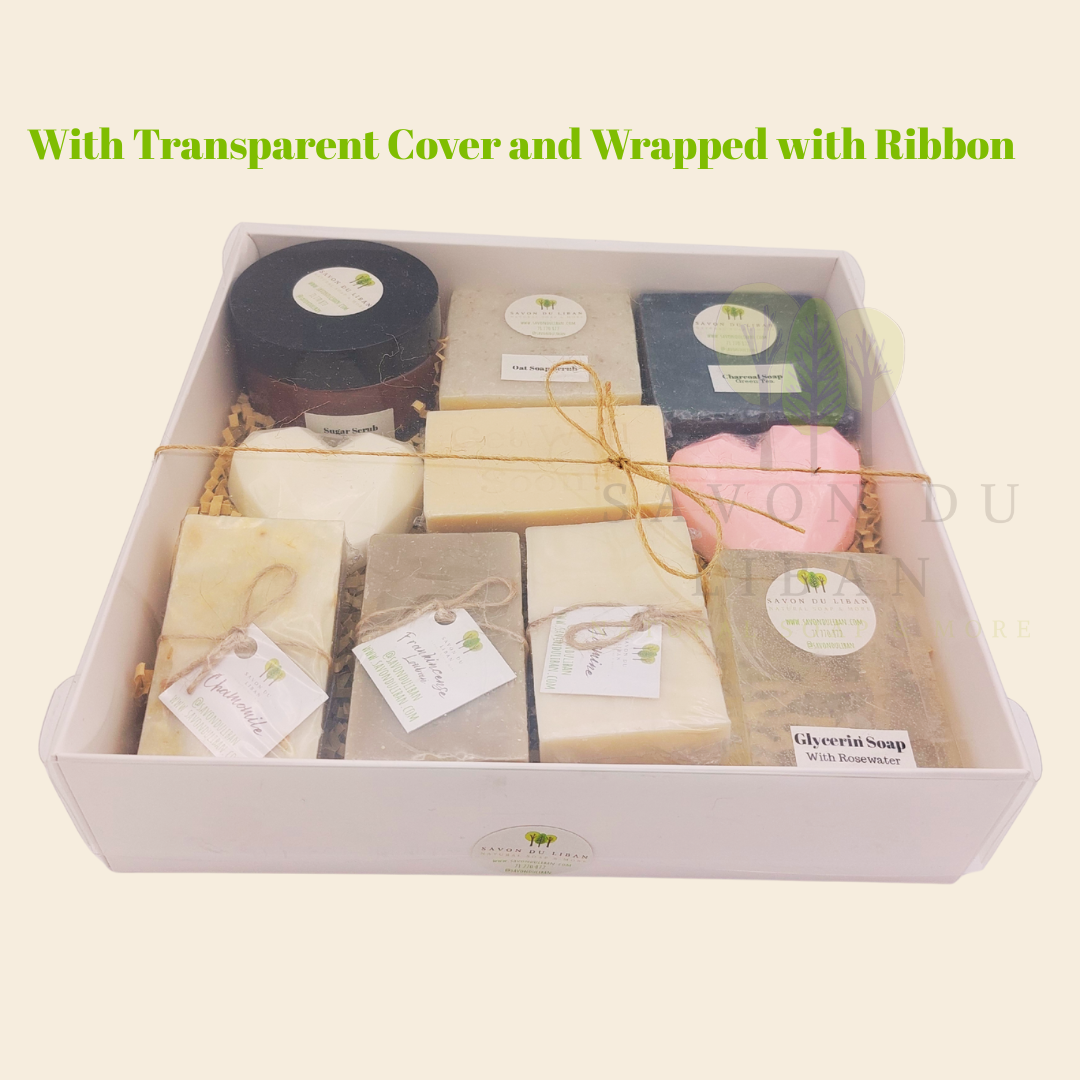Radiance Unveiled spa gift box with soaps, scrubs, and heart soaps – perfect for birthdays or get well soon