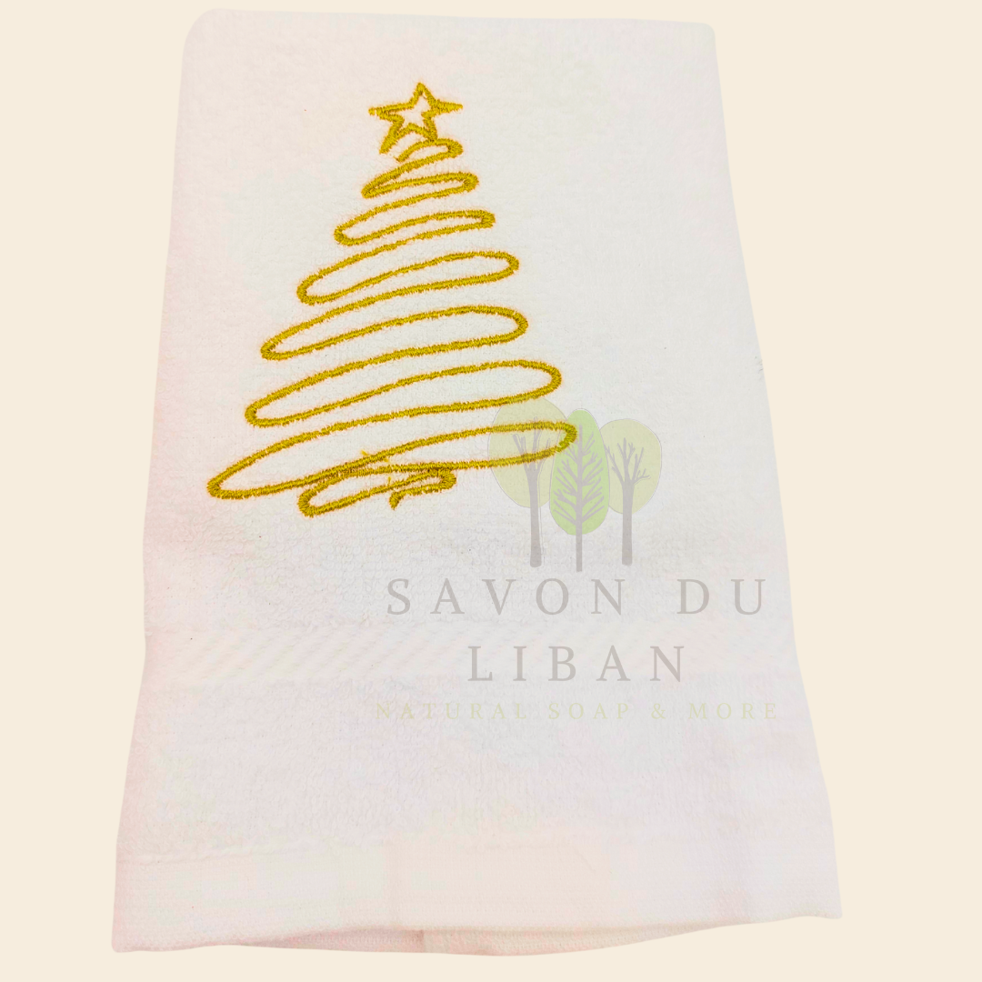 Festive 30×30 cm embroidered towel perfect for Christmas gift sets