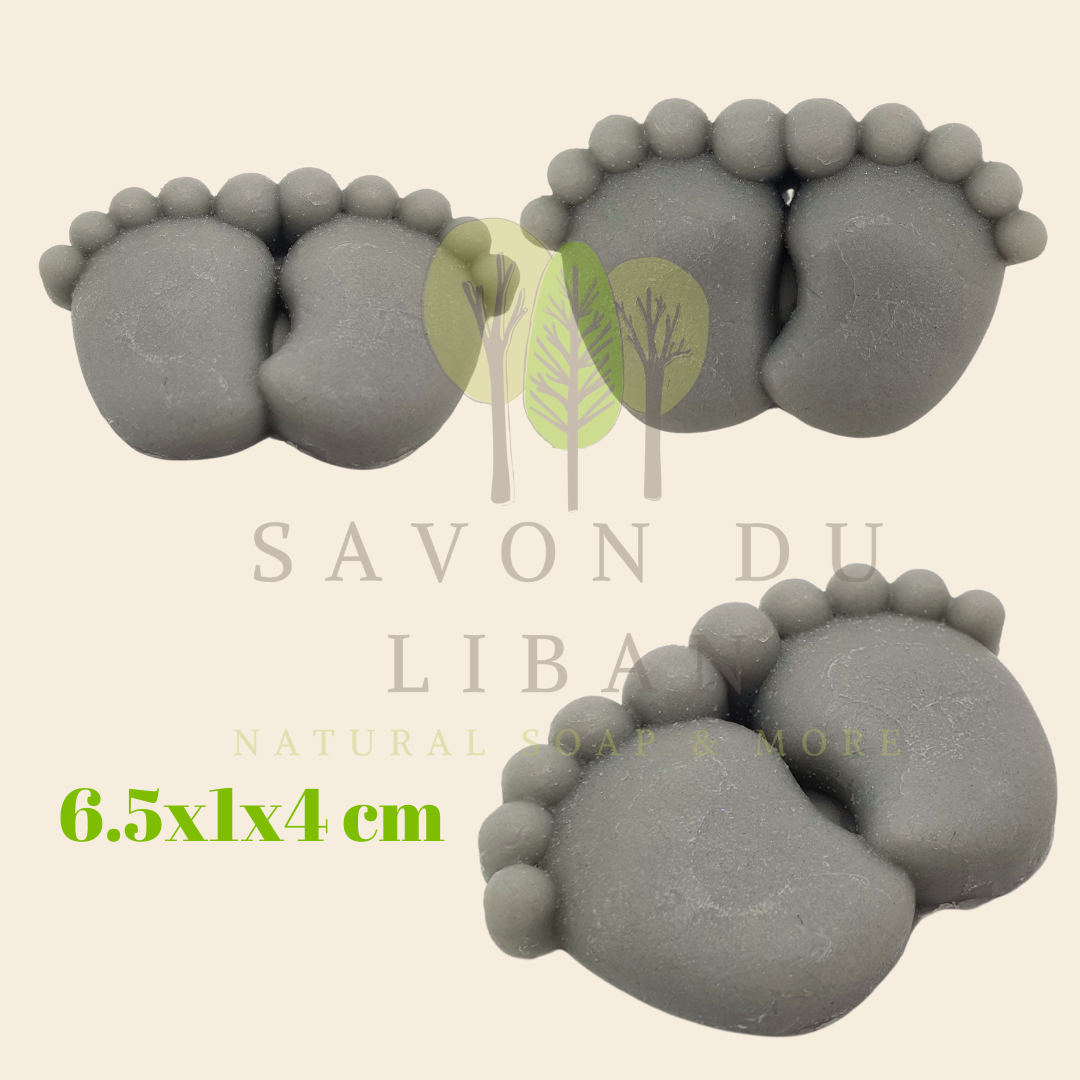 Tiny Toes Soap Treasures: Double Feet in various colors by Savon Du Liban, shaped like tiny baby feet