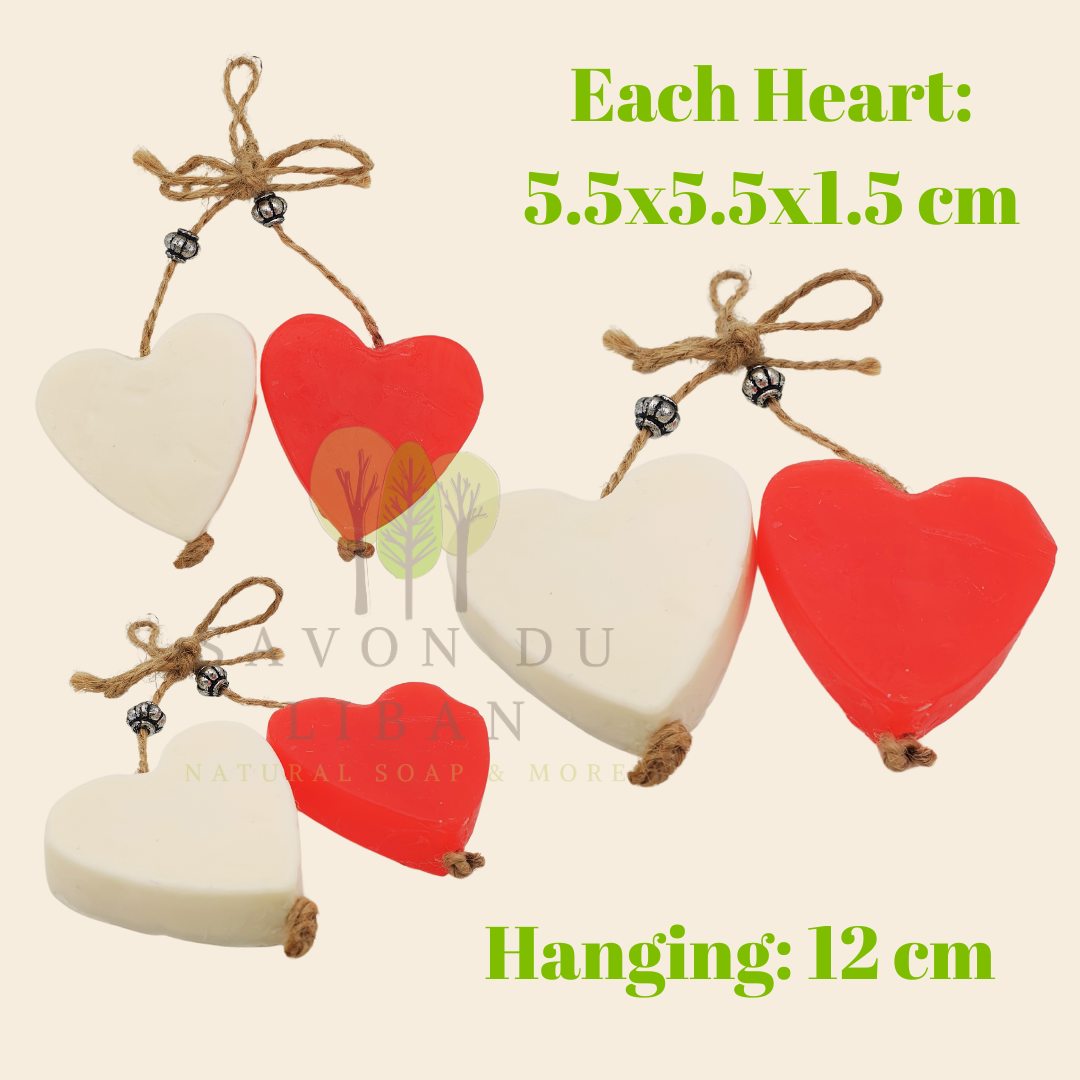 Soap on a Rope: Hearts, perfect for newborn return gifts by Savon Du Liban