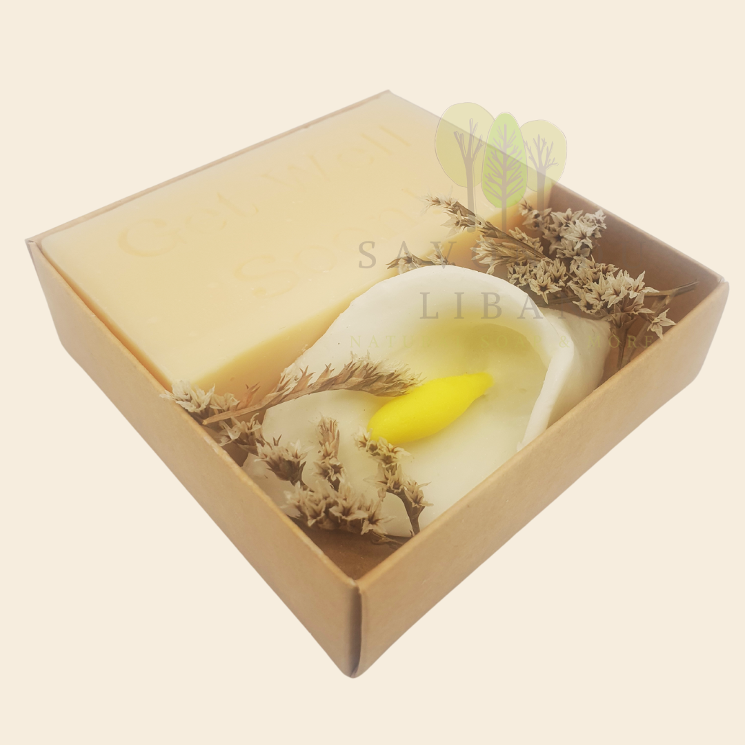 Lebanese Artisanal Soap Gift Set - Lily & The Petals Wellness Set for Comfort and Care - Side View