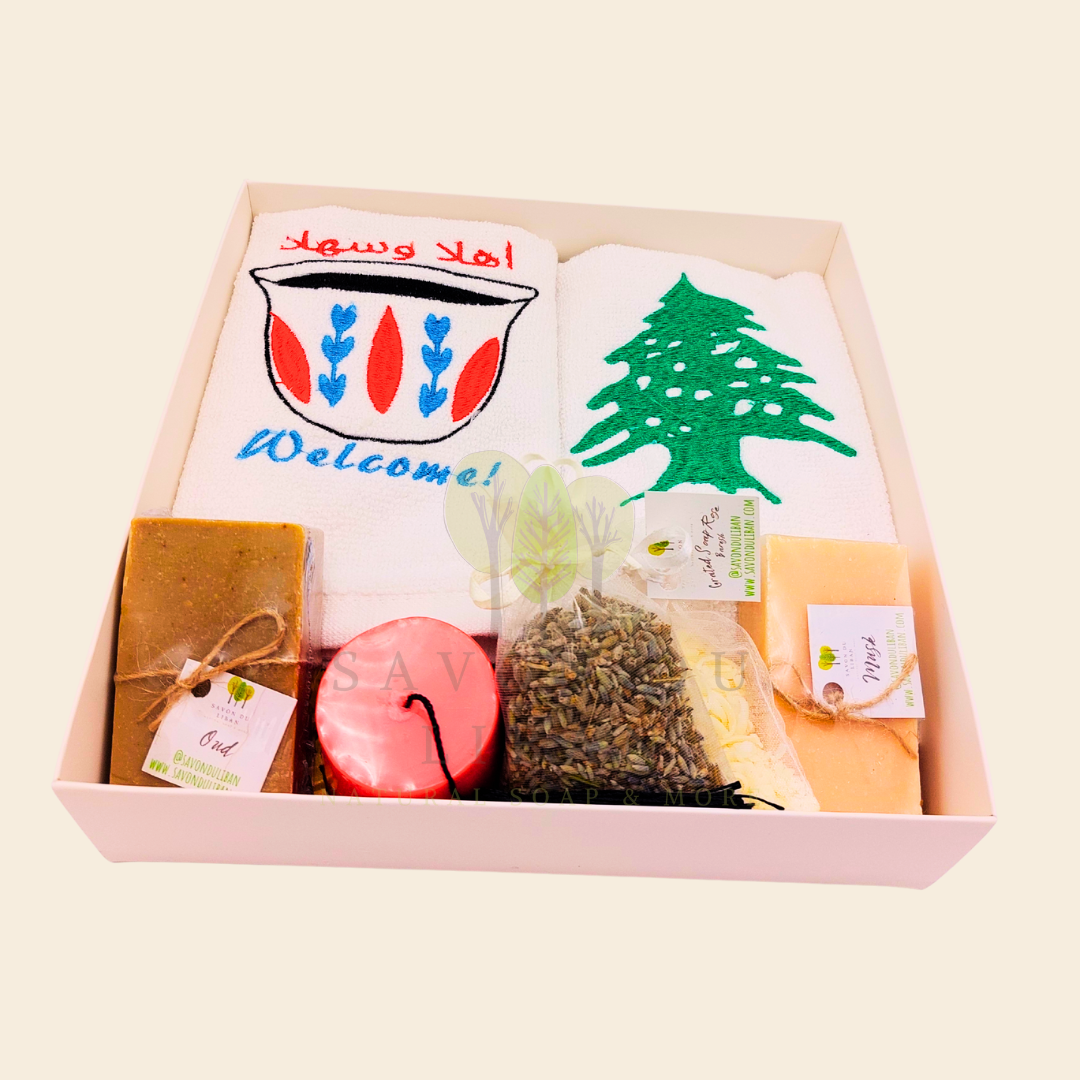 From Lebanon with Love Soaps & Towels Gift Set - Handmade in Lebanon by Savon Du Liban.