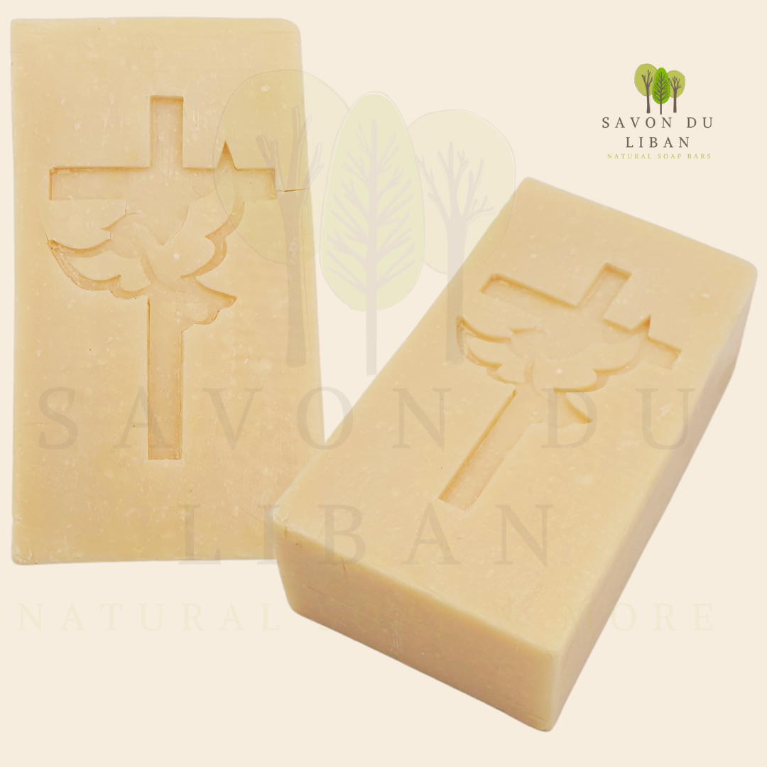 Savon du Liban Baptism Stamped Natural Soap: Cross with Dove