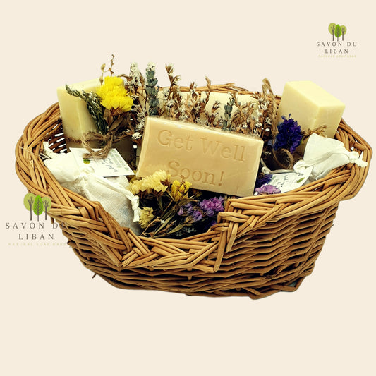 Floral Whisper: Get Well Soon gift set with soap and dried flowers