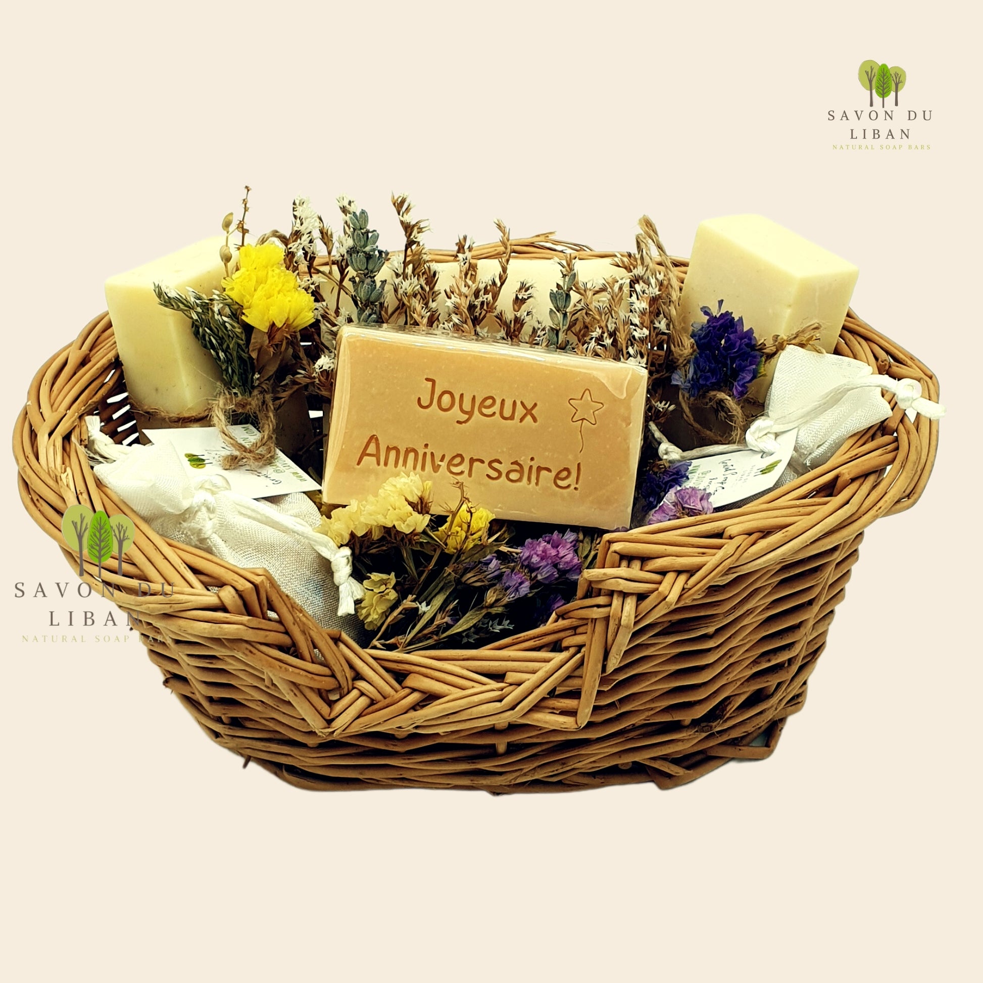 Floral Whisper: Happy Birthday gift set with soap and dried flowers