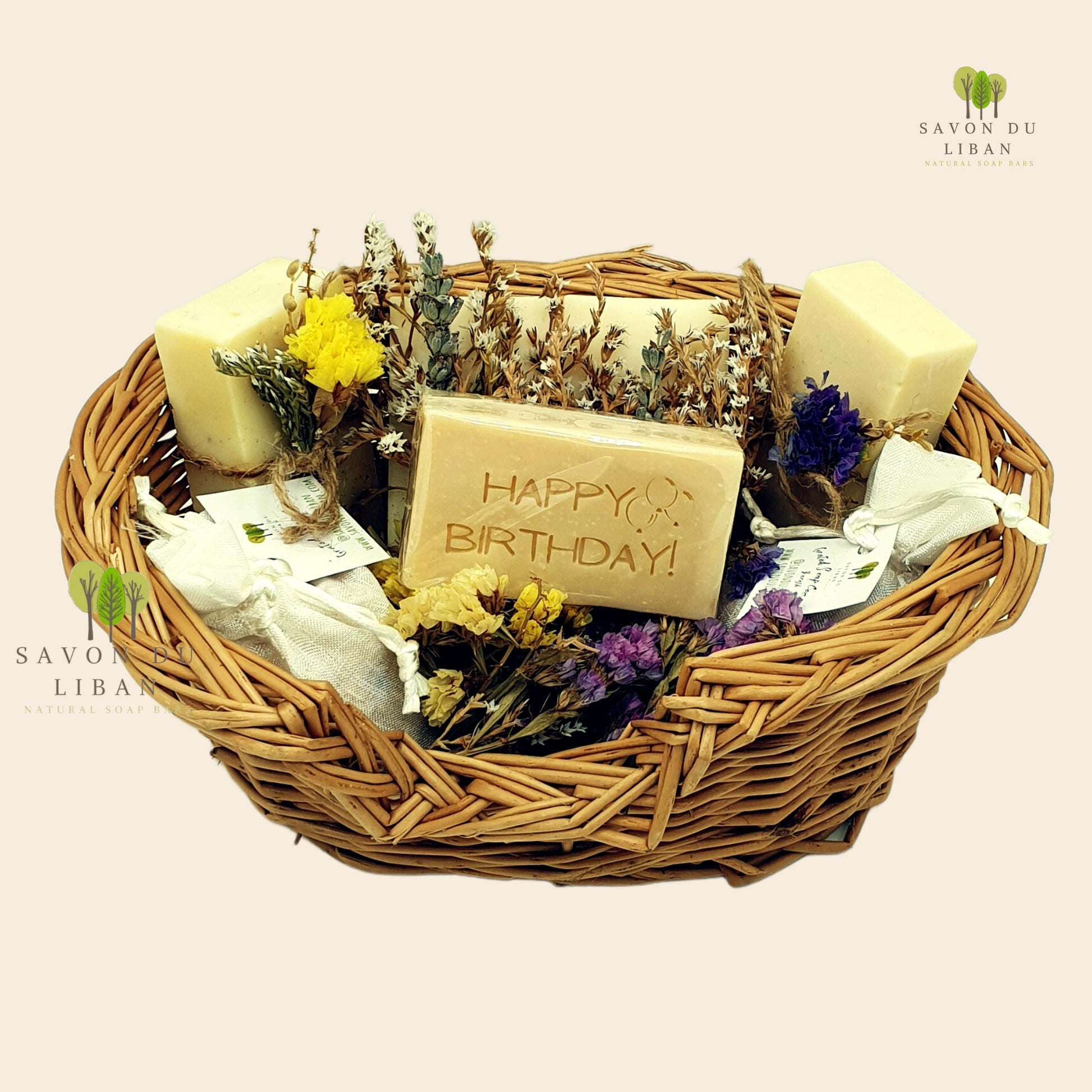 Floral Whisper: Happy Birthday gift set with soap and dried flowers