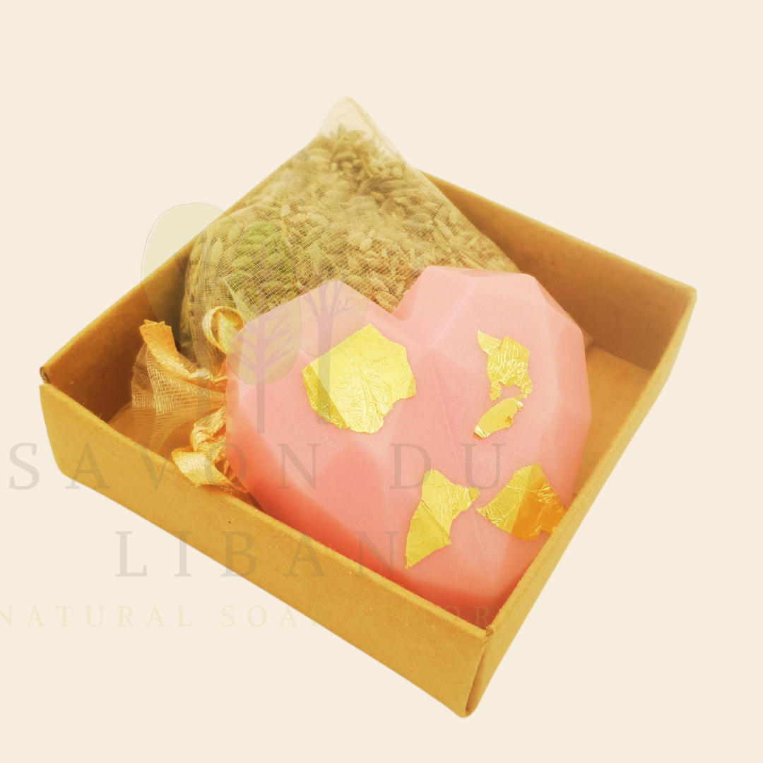 Fragrant Heart Gift Set: Comes in a 10x10x2.5 cm kraft box with transparent lid. Includes a Heart Soap and a Lavender Buds bag. Perfect for many occasions like Teacher's Day, Mother's Day,...