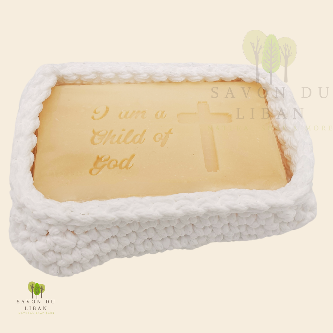 Savon du Liban Baptism & Holy Communion Stamped Soap in Crochet: I Am A Child Of God