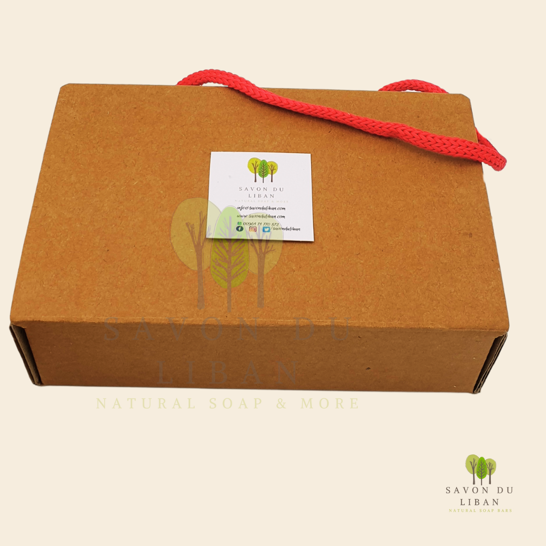 Elegant kraft box with handle and festive ribbon from the Nordic Nature Gift Set.