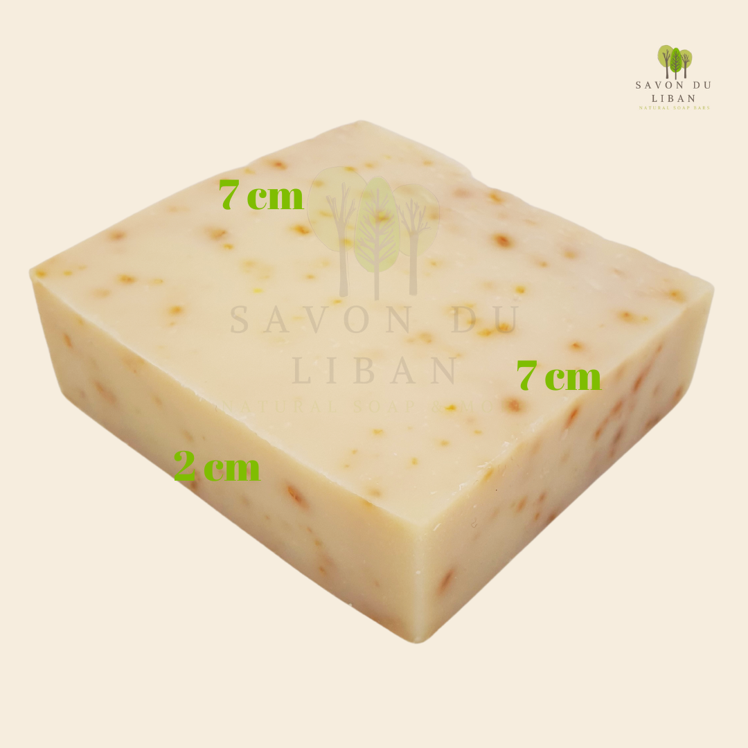 Oat Scrub Soap Bar by Savon Du Liban, handmade with natural exfoliants